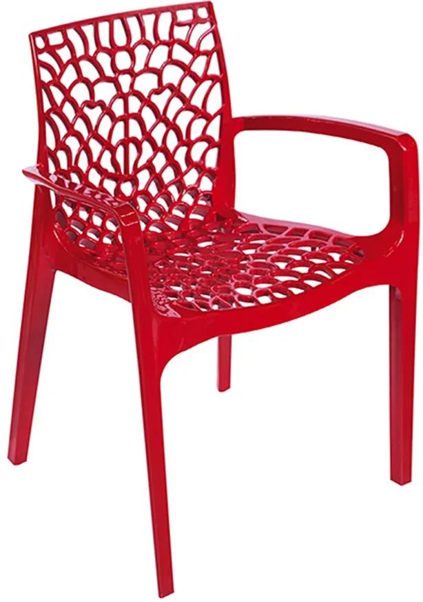 Cadeira Gruvyer com Braços em Polipropileno Vermelho