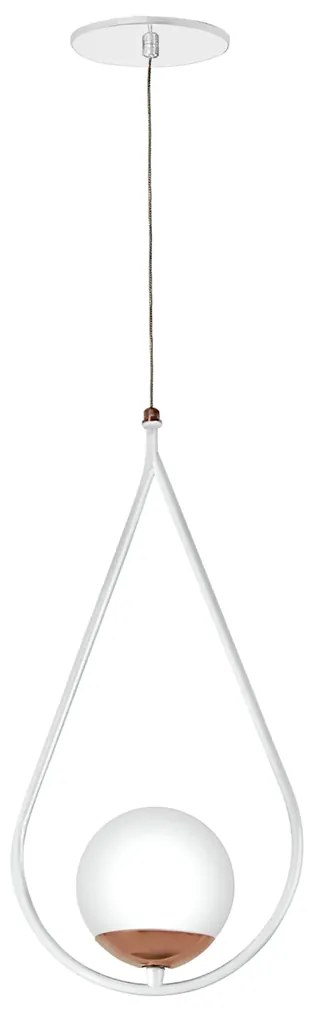 Pendente Gota C/ Globo 23X12X47Cm Metal E Vidro 1 X G9 Globo Ø12Cm|Old... (COBRE FOSCO / COBRE BRILHO, FOSCO)