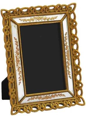 Porta Retrato  Revestido em Resina Dourada - 21x16cm