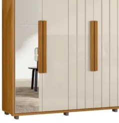 Guarda Roupa Casal 230cm Com Espelho Barok Off/Cinamomo Z10 - Mpozenat