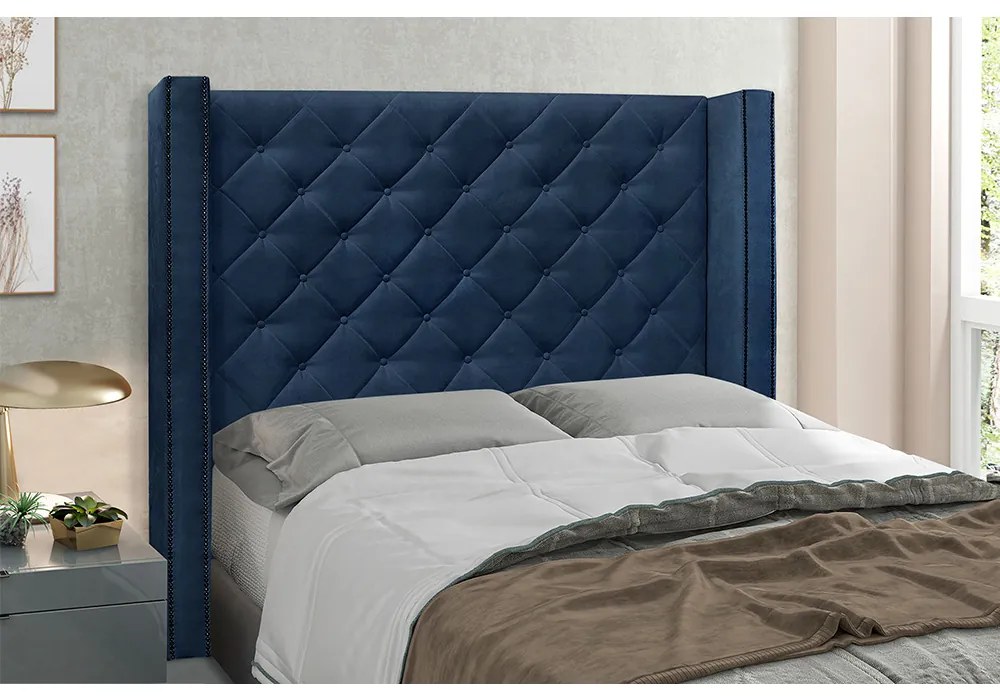 Cabeceira Vicenza Para Cama Box Solteiro 90 cm Suede - D'Rossi - Azul Marinho