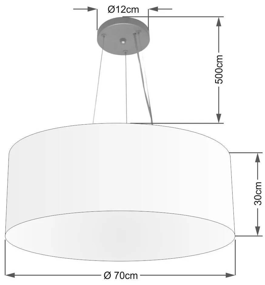 Lustre Pendente Cilíndrico Vivare Md-4135 Cúpula em Tecido 70x30cm - Bivolt