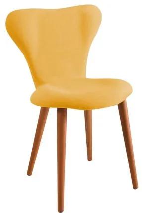 Cadeira Estofada Jacobsen com Pés Palito Tauri - Linho Amarelo