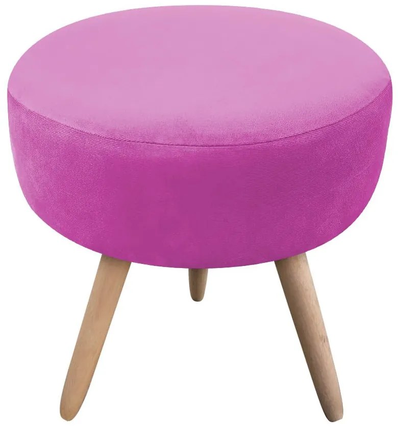 Puff Decorativo Dri Redondo Suede Pink Pés Natural - D'Rossi
