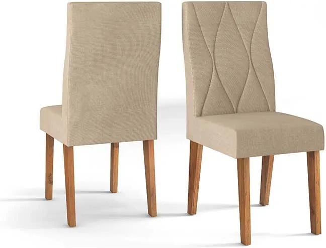 Conjunto 2 Cadeiras Manuela Rústico Terrara Tecido Linho Saara