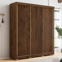 Guarda Roupa Casal 200cm 3 Portas Duke Flex Imbuia/Fendi V02 - Mpozena