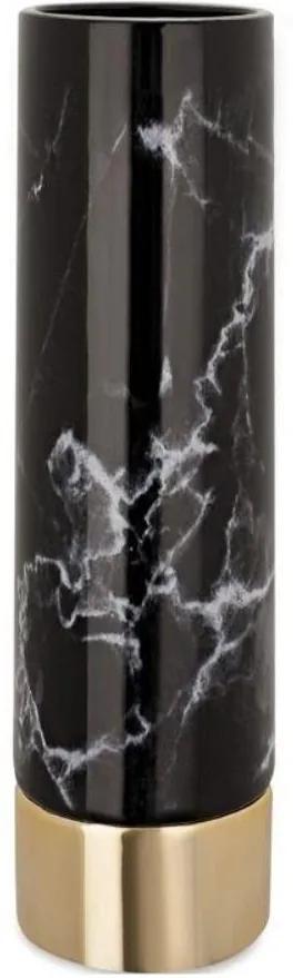 Vaso de Cerâmica Mármore Negro 33cm 9046 Mart