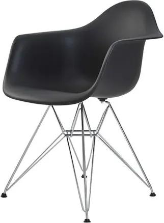 Cadeira Eames Eiffel com Braco Polipropileno cor Preto Base Cromada - 44923 - Sun House