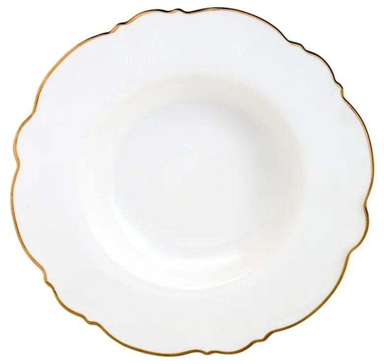 Prato Fundo Porcelana Maldivas Branco Fio Dourado 23cm 18051 Wolff