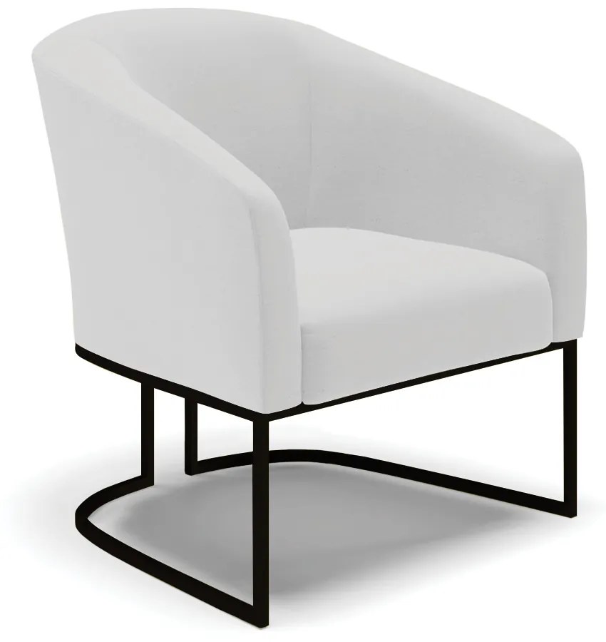 Poltrona Decorativa Industrial Preto Stella Linho D03 - D'Rossi - A05 Cinza