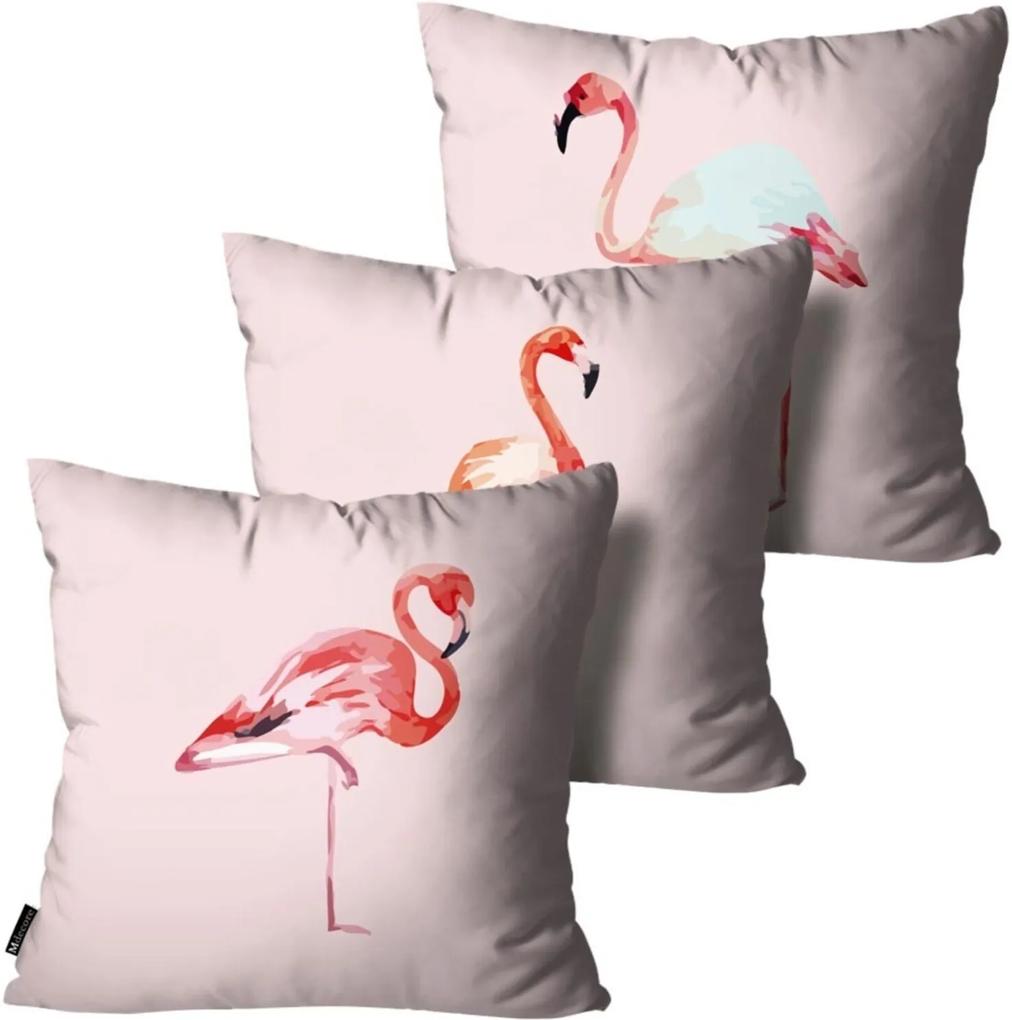 Kit com 3 Almofadas Mdecore Flamingo Rosa 55x55cm