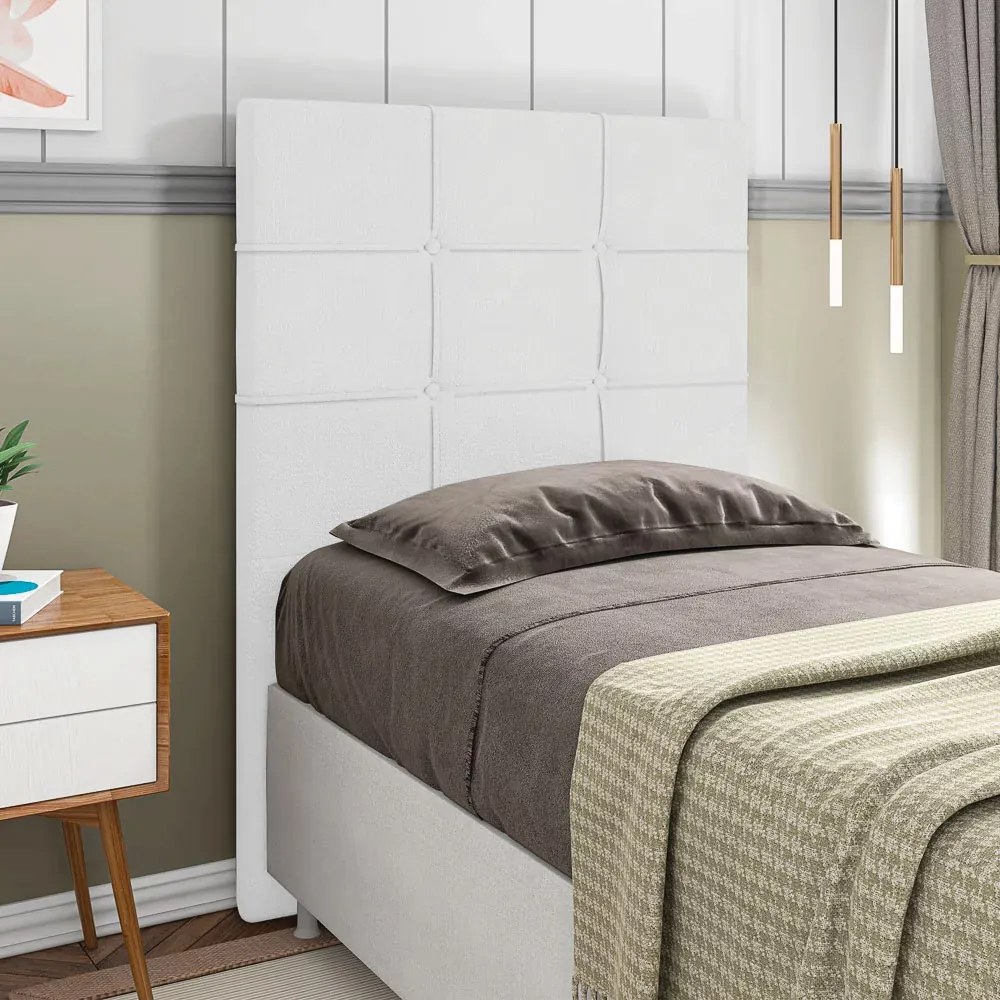 Cabeceira Esmeralda Para Cama Box Solteiro 90 cm Corino - D'Rossi - Branco