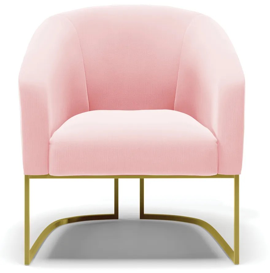 Poltrona Decorativa Industrial Dourado kit 2 Stella Suede Rosa Bebê D03 - D'Rossi