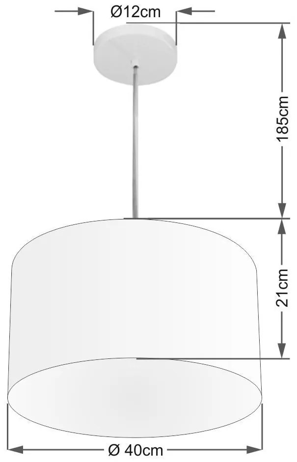 Lustre Pendente Cilíndrico Vivare Md-4031 Cúpula em Tecido 40x21cm - Bivolt
