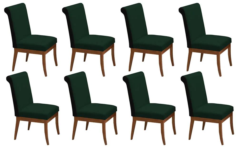 Conjunto 8 Cadeiras Larissa Aveludado Verde + Couríssimo Preto