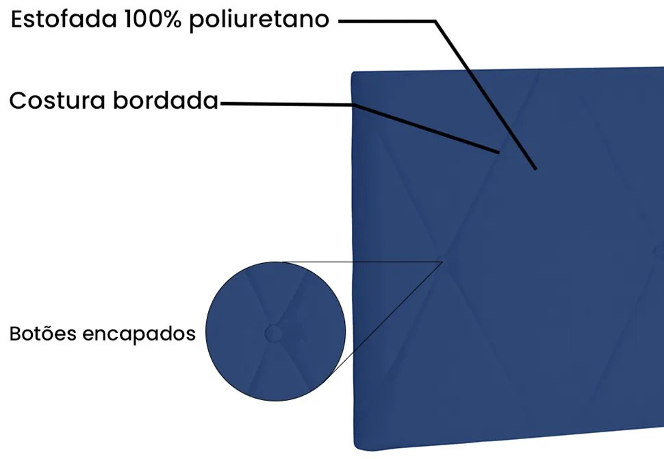 Cabeceira Painel Aquilla Para Cama Box Casal 140 cm Suede Azul Marinho - D'Rossi