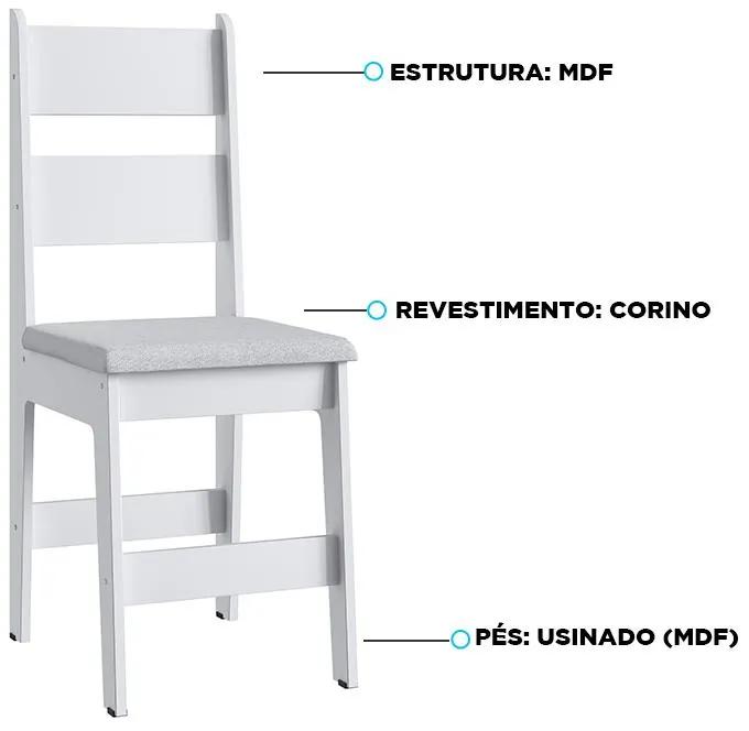 Conjunto 2 Cadeiras Em Mdf E Tecido Corino 903 - Branco