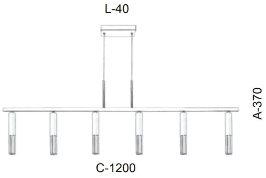 Pendente Retangular Tubos Linear 120X40X37Cm Metal 06Xg9 | Old Artisan... (BRANCO / DOURADO BRILHO)