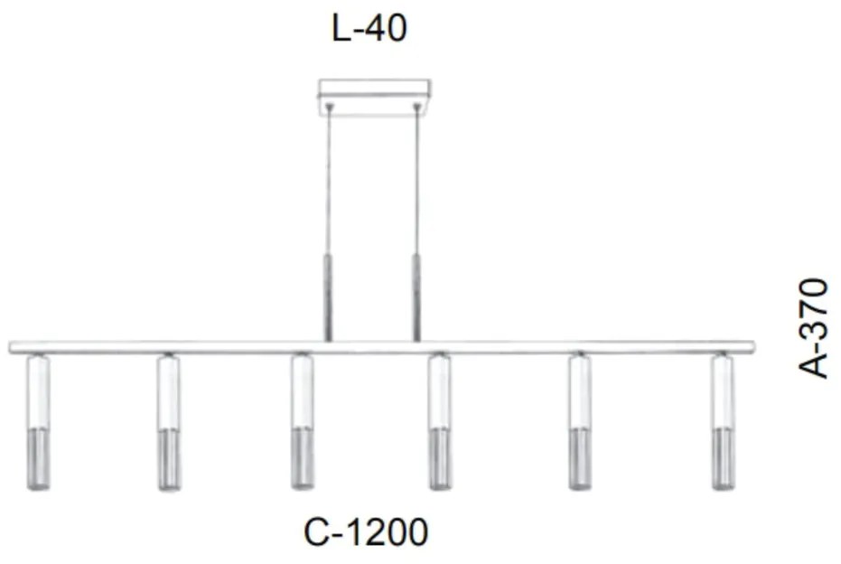 Pendente Retangular Tubos Linear 120X40X37Cm Metal 06Xg9 | Old Artisan... (COBRE BRILHO)