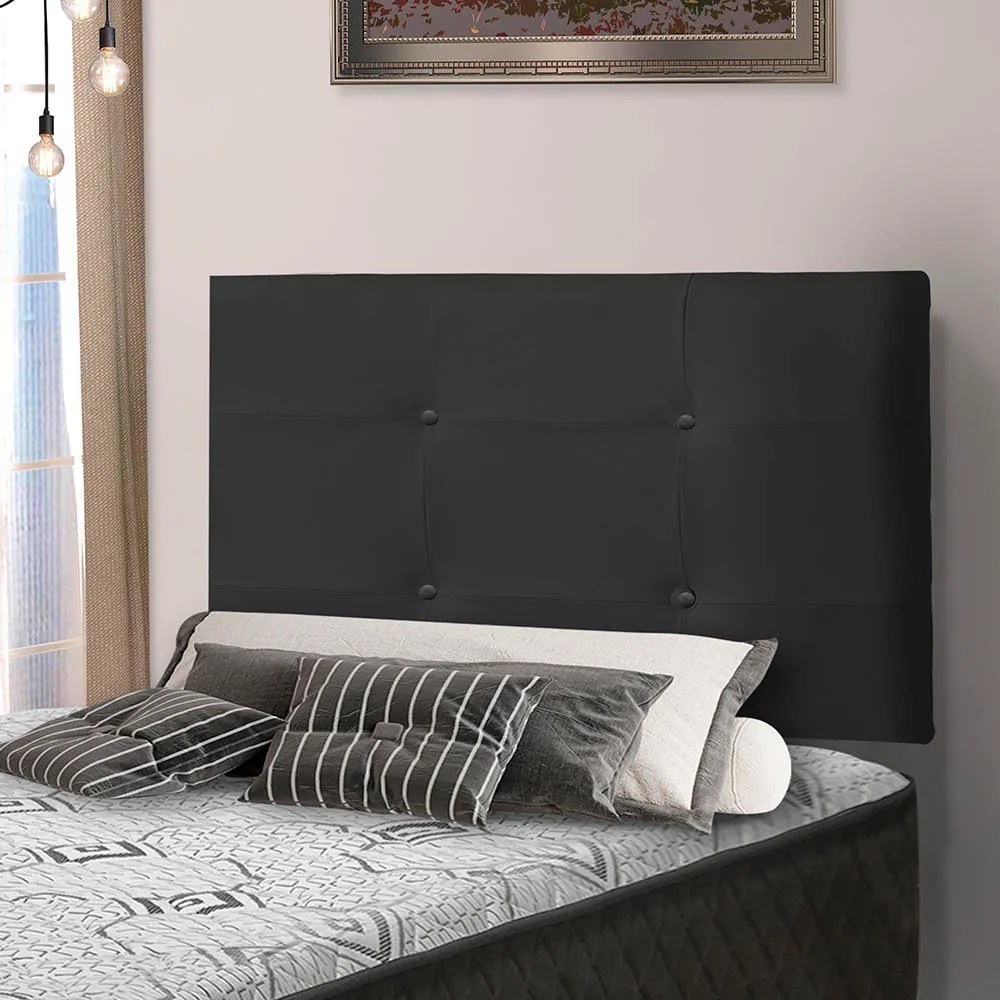 Painel Luna Para Cama Box Solteiro 90 cm Suede Preto - D'Rossi