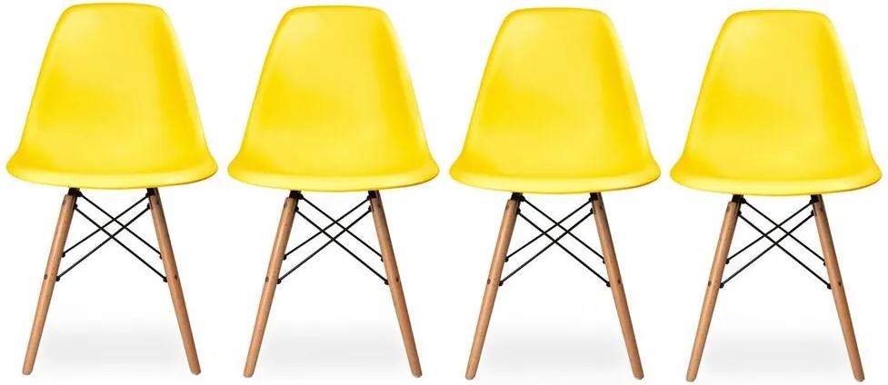 Conjunto 4 Cadeiras Eiffel Eames DSW Amarela