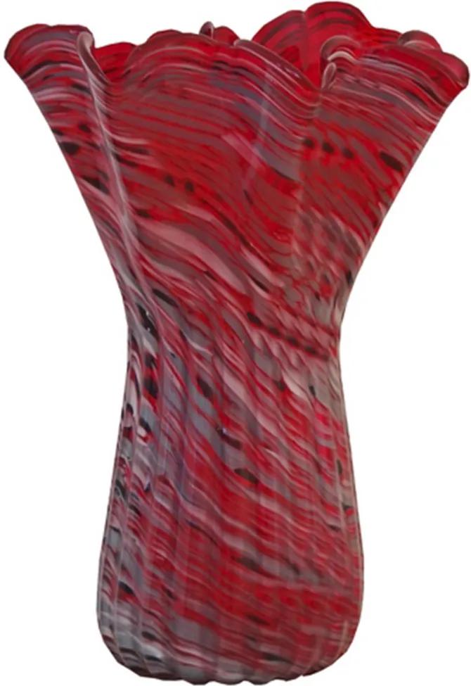 Vaso em Murano Vermelho Modelado Decorativo