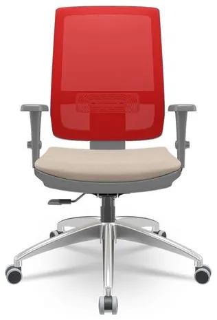 Cadeira Brizza Diretor Grafite Tela Vermelha Assento Poliester Fendi Base RelaxPlax Aluminio  - 66054 Sun House