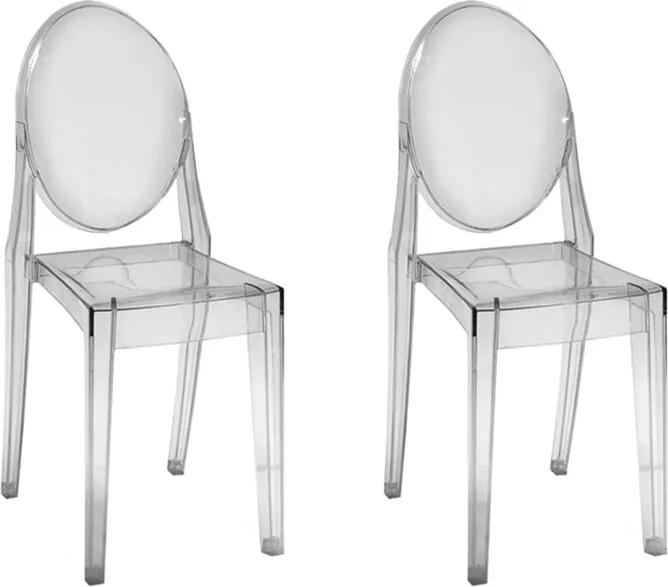 Conjunto com 2 Cadeiras Invisible sem Braço - Transparente