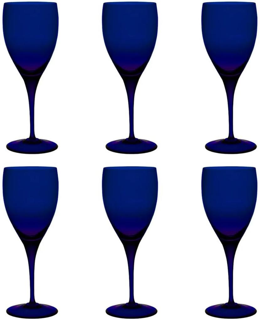 Jogo de 6 Taças Coloridas De Cristal Água 470ml Azul Intenso