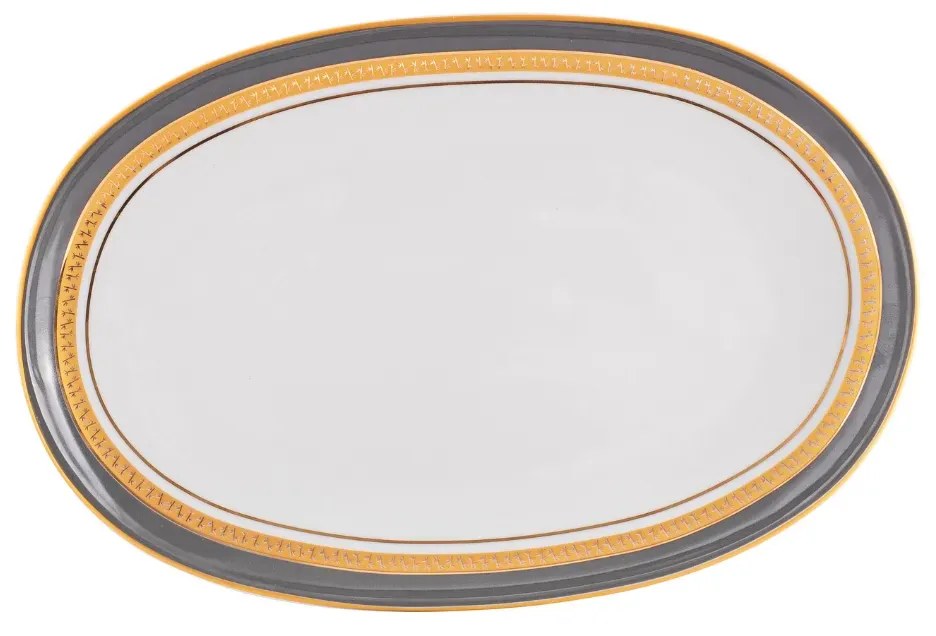 Travessa Rasa Oval 28Cm Porcelana Schmidt - Dec. Turmalina Cinza 2443