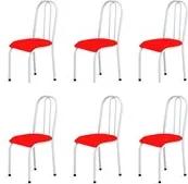 Kit 6 Cadeiras Baixas 0.104 Anatômica Branco/Vermelho - Marcheli