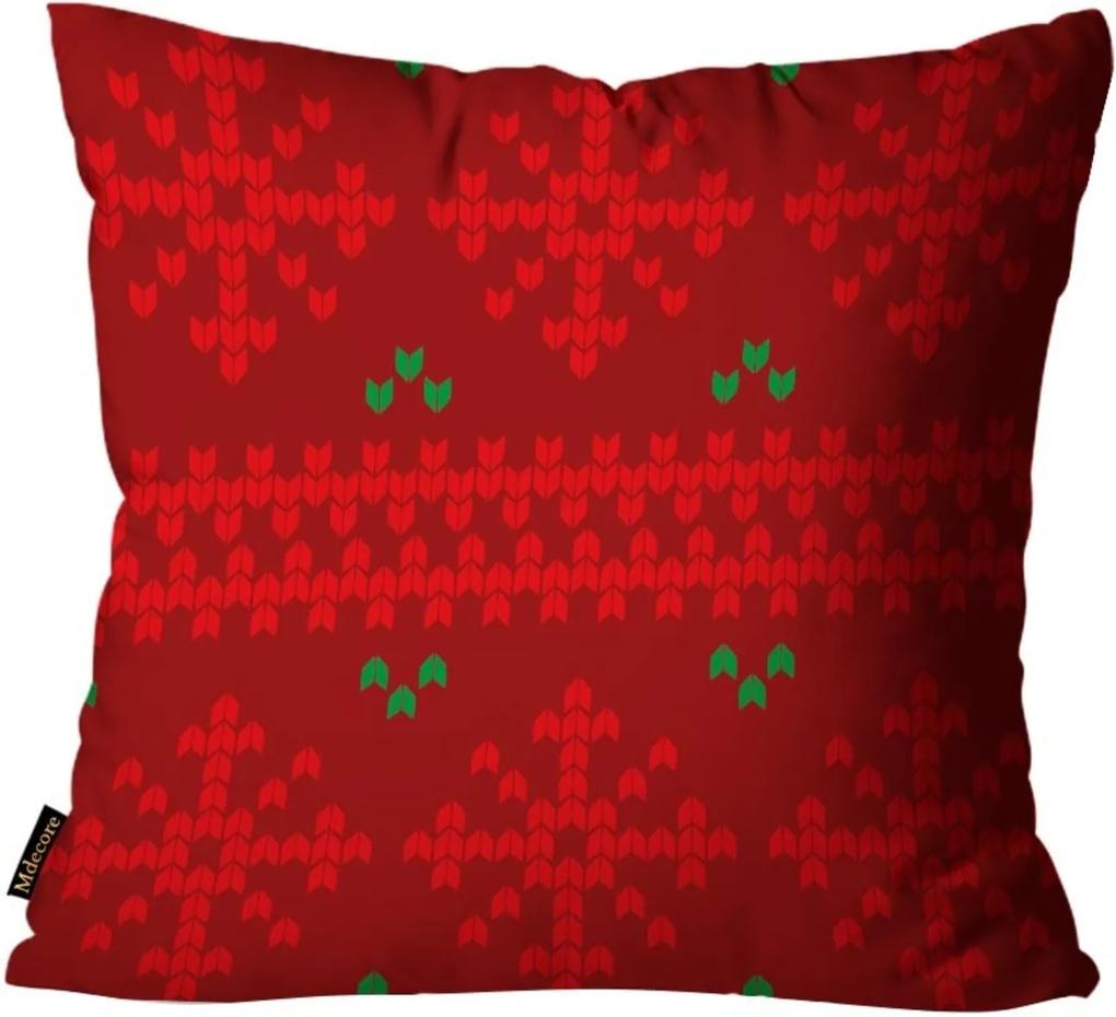 Capa para Almofada Mdecore Natal Flocos de Neve Vermelha 45x45cm