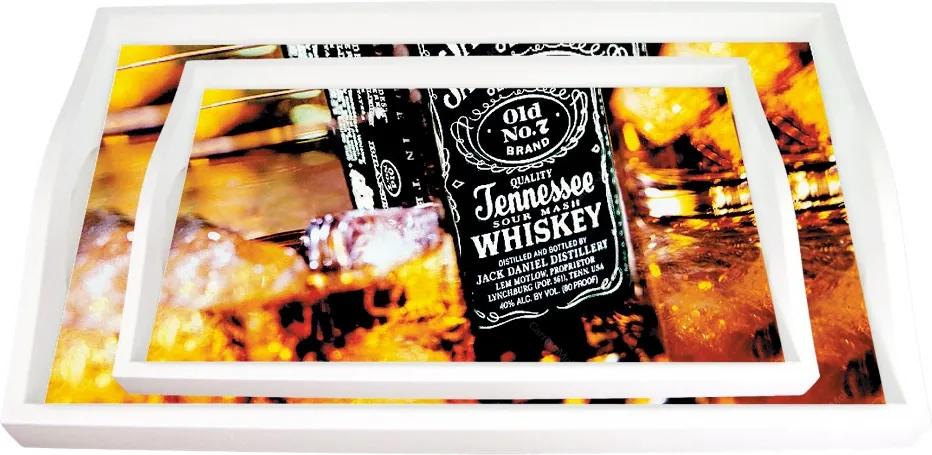 Conjunto de Bandejas Jack Daniels Whisky Marrom - 2 Peças - em MDF