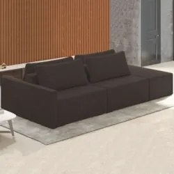 Sofá Ilha Modular com Puff para Sala Living 252cm Georgia Z08 Veludo M