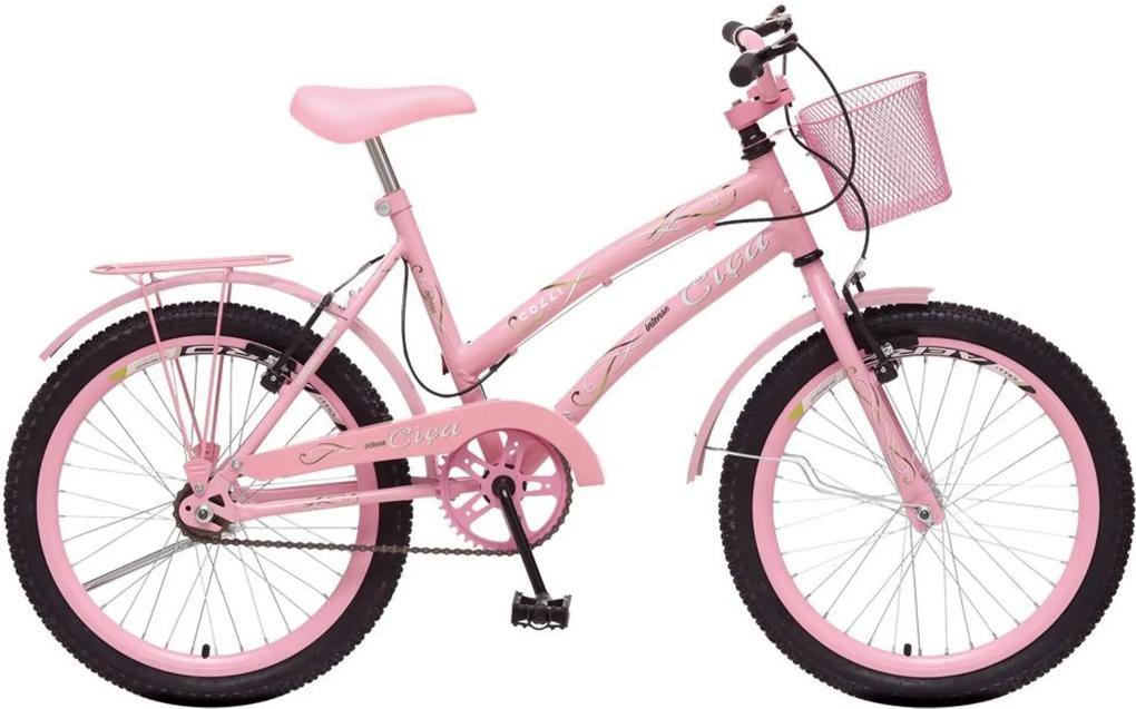 Bicicleta Infantil de Passeio Aro 20 Freio V-Brake Ciça Quadro 13 Aço Rosa - Colli Bike