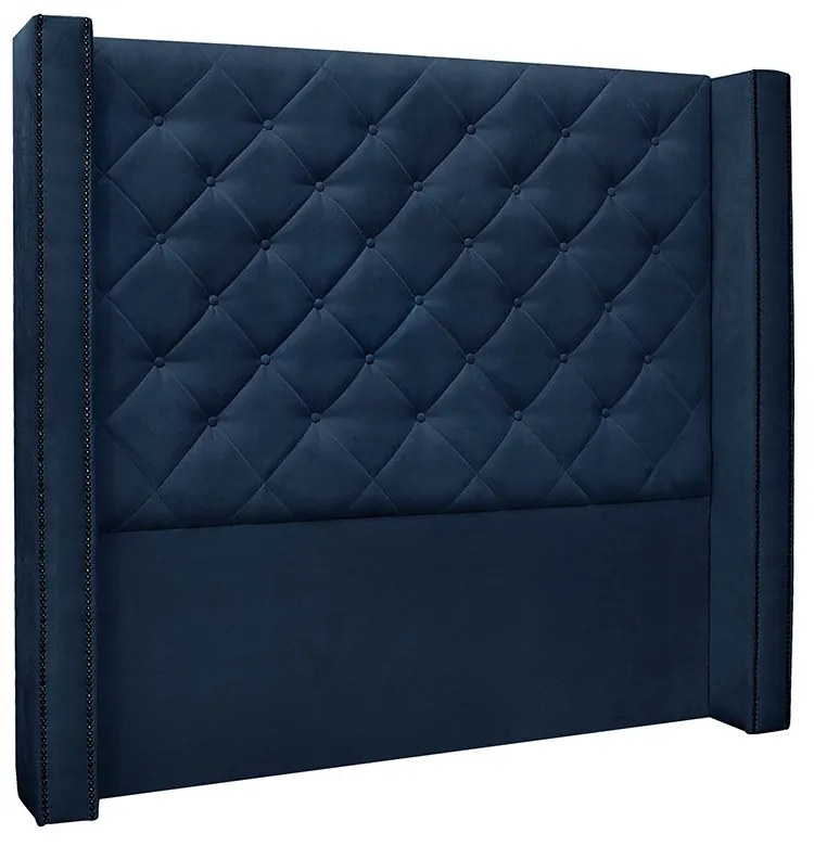 Cabeceira Cama Box Queen 160cm e Recamier Vicenza Suede Azul Marinho S04 - D'Rossi