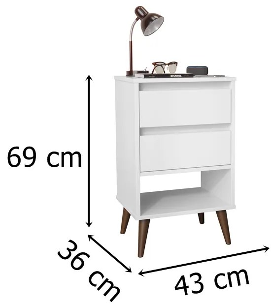 Mesa De Cabeceira Retrô Taurus Branco - EJ Móveis