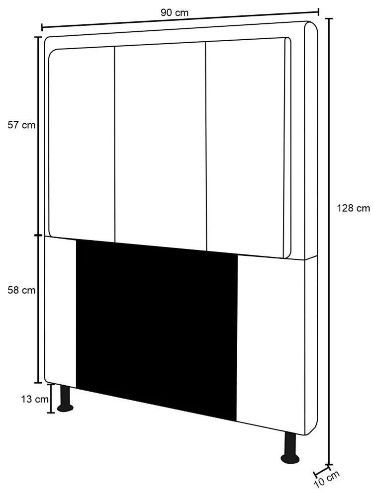 Cabeceira Opala Para Cama Box Solteiro 90 cm Suede Grafite - D'Rossi