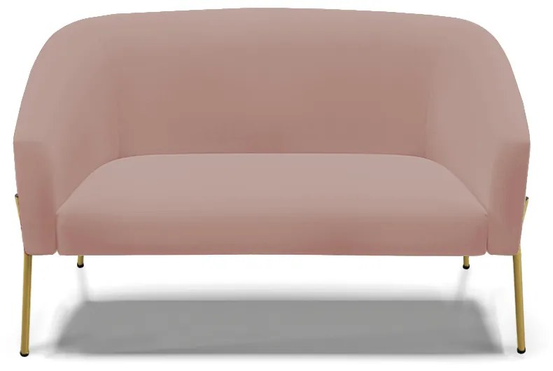 Sofá 2 Lugares Namoradeira Pé de Ferro Dourado Stella Veludo D03 - D'Rossi - Rose