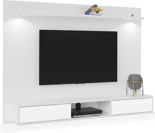 Painel para TV de até 47 polegadas com 2 Luminárias em LED, Branco, Charme