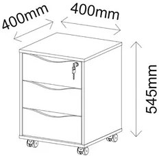 Gaveteiro 3 Gavetas Pés Rodízios Mobile Face Preto - Artany