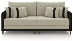 Sofá 3 Lugares Living 192cm Zoe Z08 Veludo Bege/Preto - Mpozenato