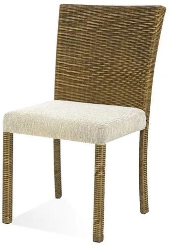 Cadeira Canton Assento cor Branco com Base Aluminio Revestido em Junco - 44730 - Sun House