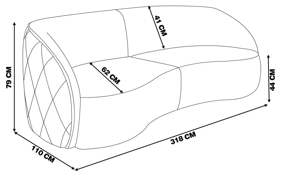 Sofá Decorativo 318cm com Almofadas Redondas Clarke Veludo Azul Marinho G45 - Gran Belo