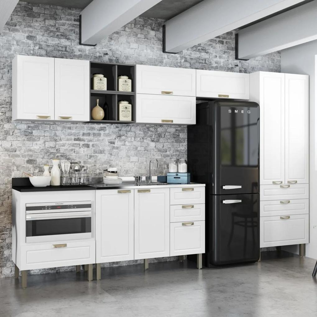 Cozinha Completa 9 peças Americana Multimóveis 5659MF Branco/Grafite