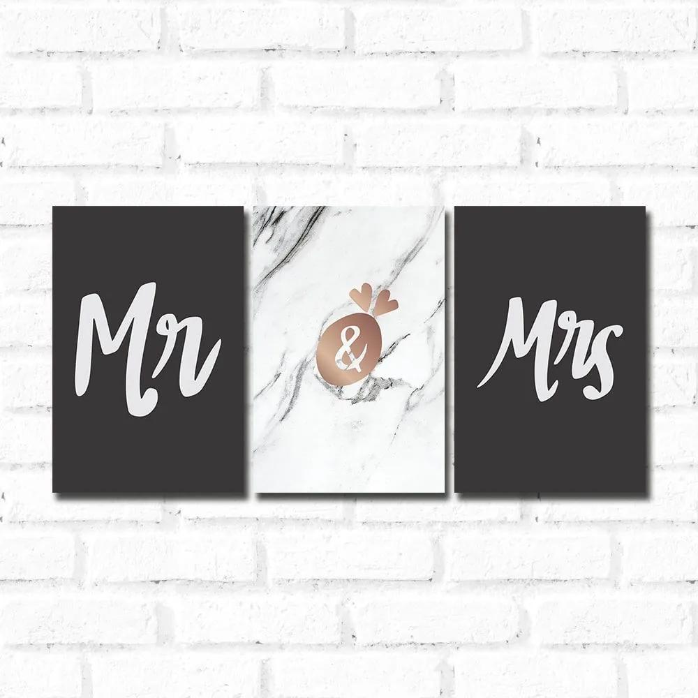 Placa Decorativa Kit Mr e Mrs Rose