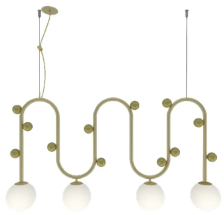 Pendente Graça 12X94X52Cm 04Xg9 Globo 12Cm - Usina 90020/4 (CP-M - Champanhe Metálico, Branco (Fosco))
