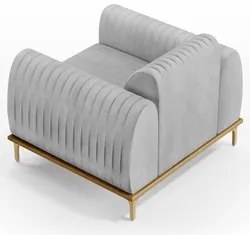 Kit 2 Poltronas Decorativas Base Gold Molino D06 Linho D-315 Cinza  -