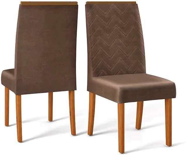 Conjunto 2 Cadeiras Laura Rústico Terrara Tecido Veludo Moca