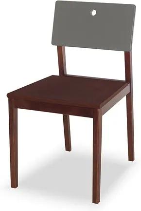 Cadeira Elgin em Madeira Maciça - Imbuia/Cinza